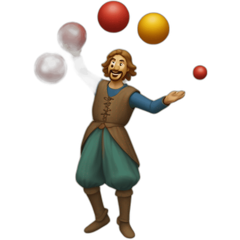 medieval juggler juggling 4 same-sized balls over them emoji