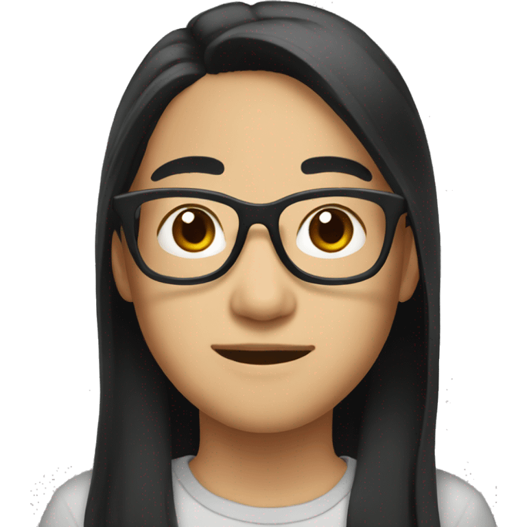 asian with glasses black hair emoji