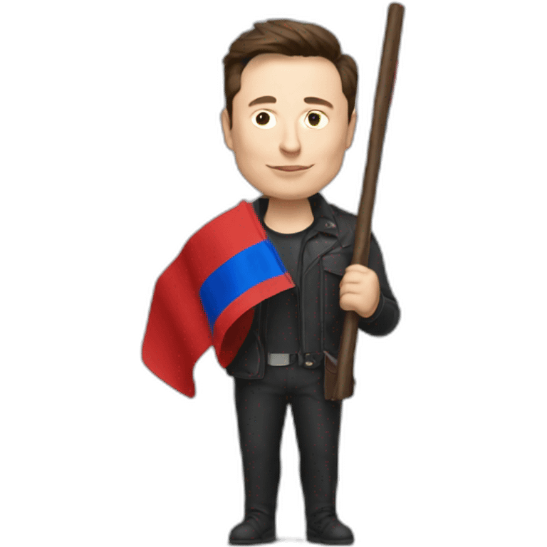 Elon musk holding Russian flag emoji