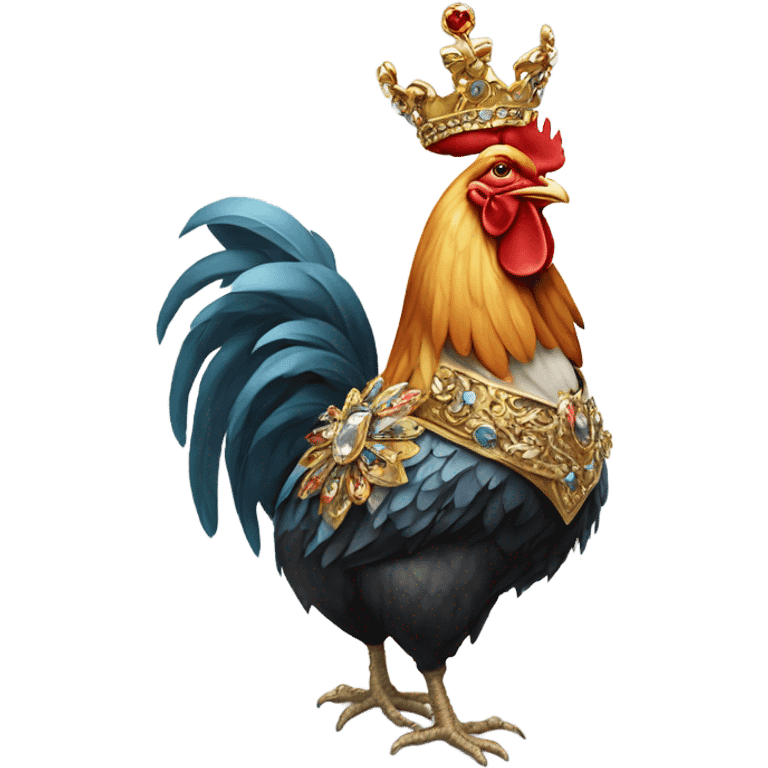 rooster with king's crown emoji