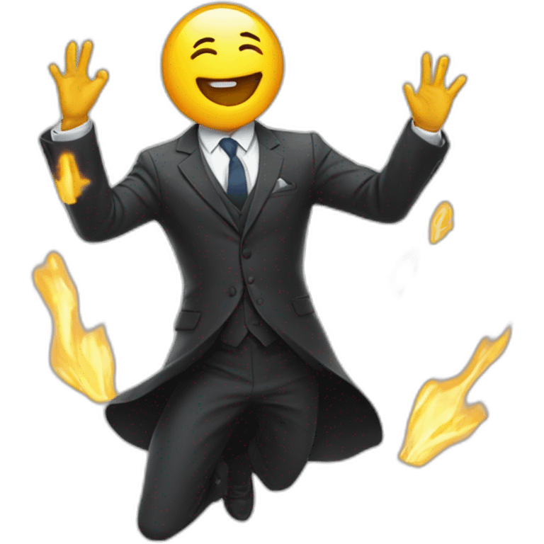 man in suit arms in the air summoning something emoji