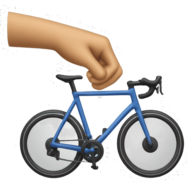 roadbike handlebar with two hands, right hand two fingers are pointing, front view emoji