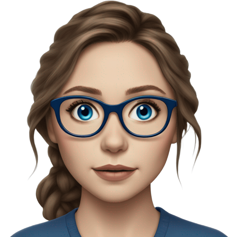 Hyper Realistic Elizabeth Olsen brunette blue eyes wearing glasses  emoji