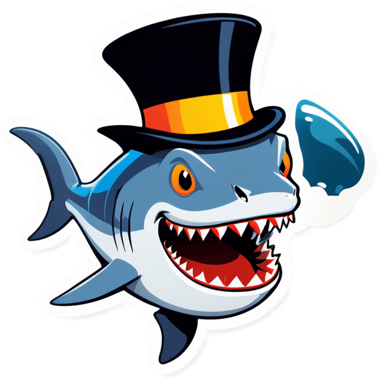 Shark with a top hat emoji