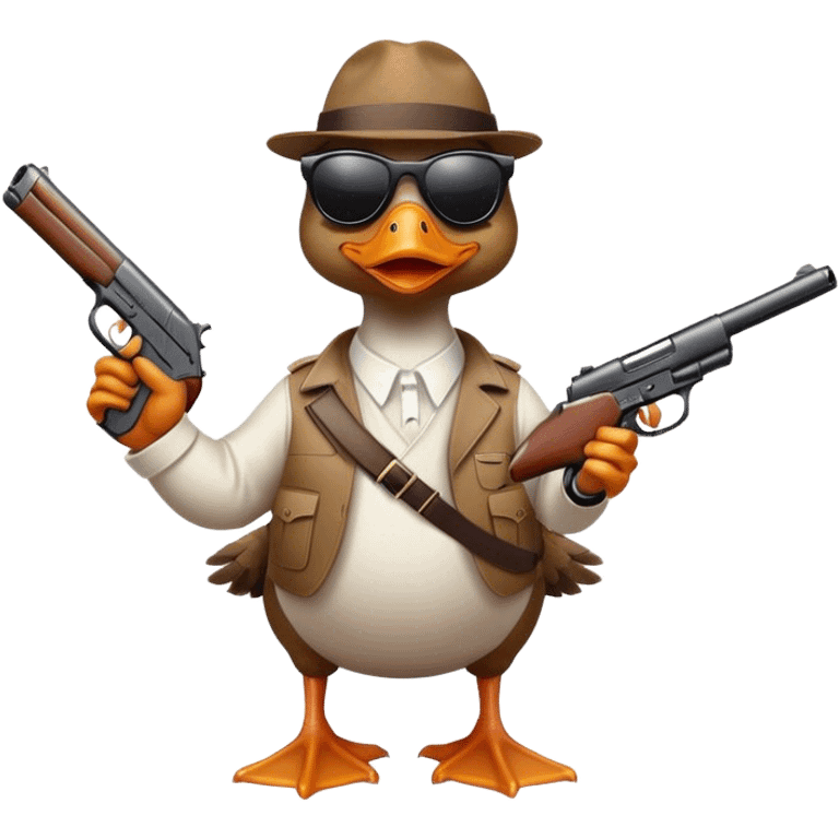 Duck in sunglasses pointing gun emoji