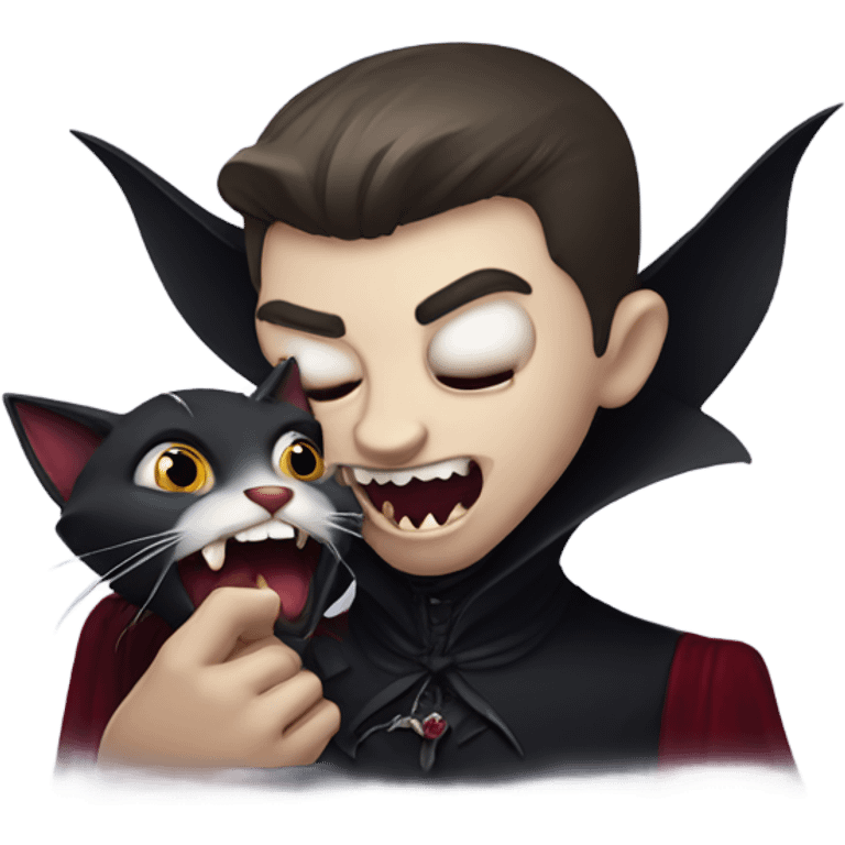 Vampire biting cat emoji