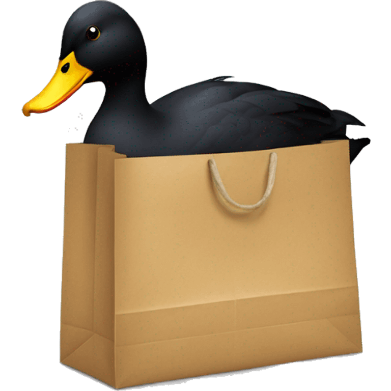 black duck with a paper bag on the head emoji