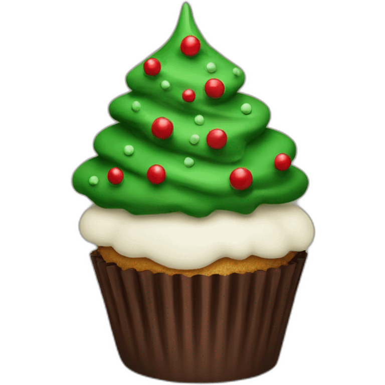 Happy Christmas tree cupcake emoji