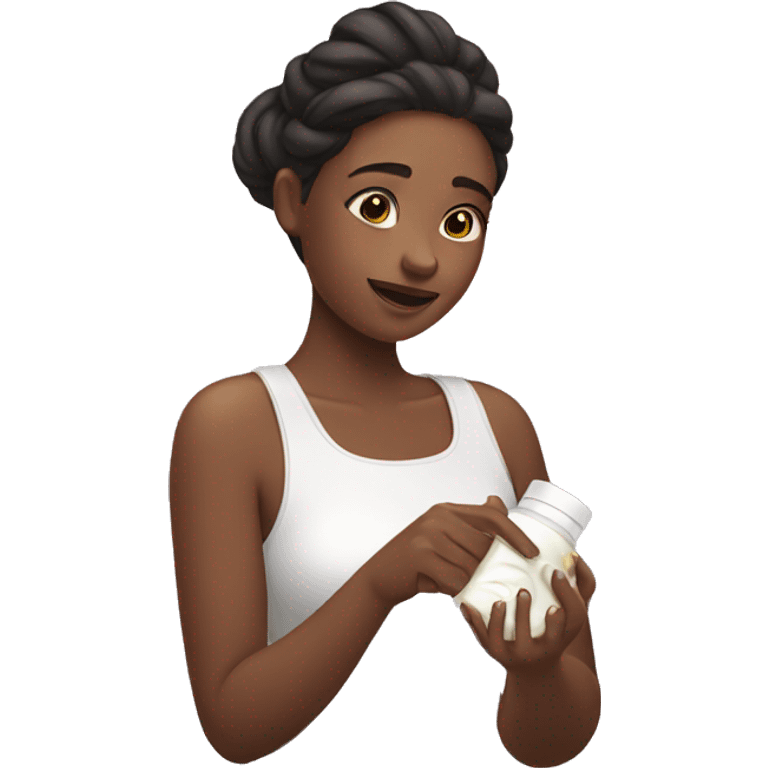 girl putting on moisturiser  emoji