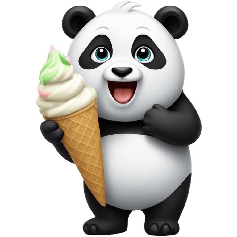 Panda eating ice cream emoji