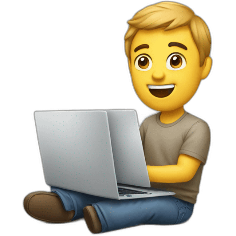 A man see a laptop and get excited emoji