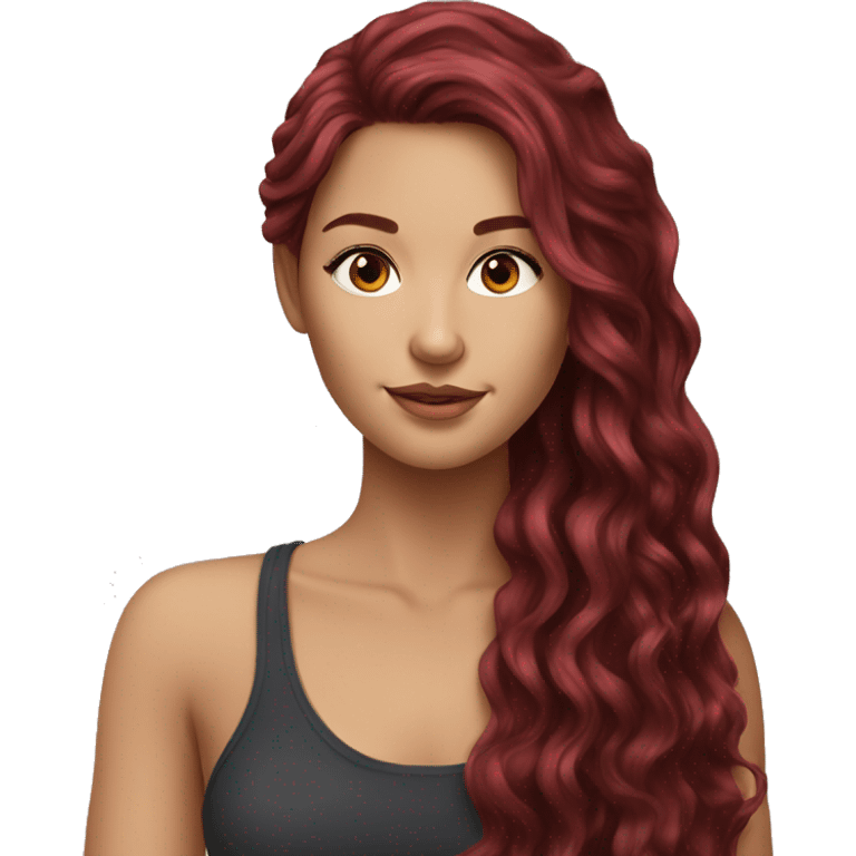 Beautiful burgundy haired realistic girl with long hair emoji