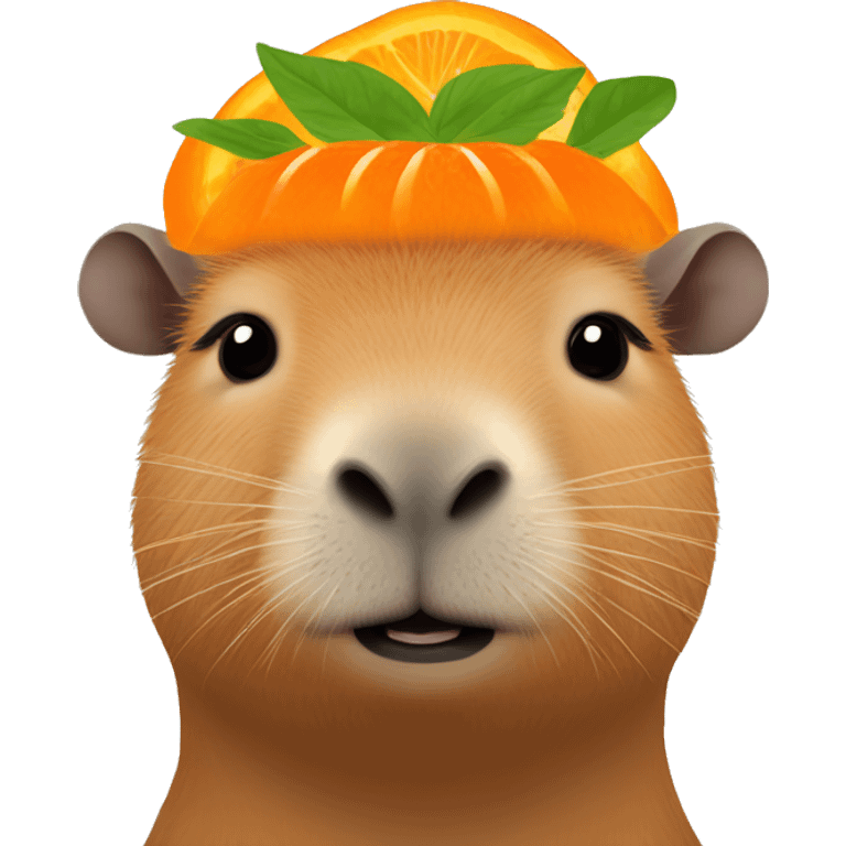 Capybara with orange on head ￼ emoji