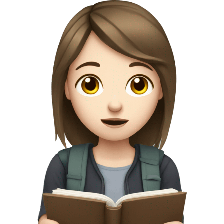 girl with brown hair and pale skin crying and studying emoji