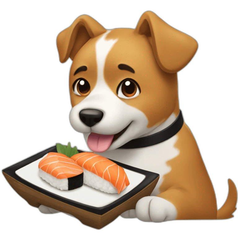 Dog eating sushi emoji