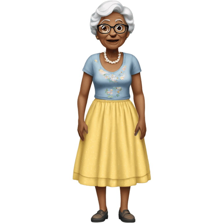 Granny with a poster girl dress  emoji