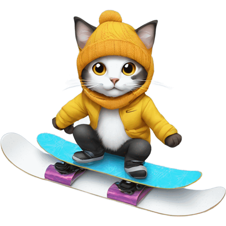 cat on a snowboard  emoji