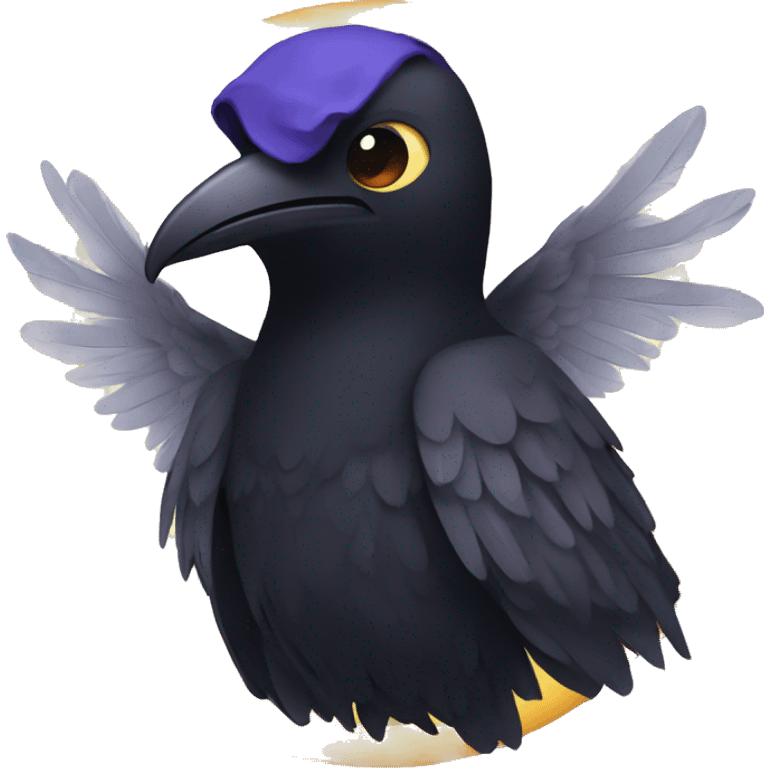 Raven with angel halo emoji