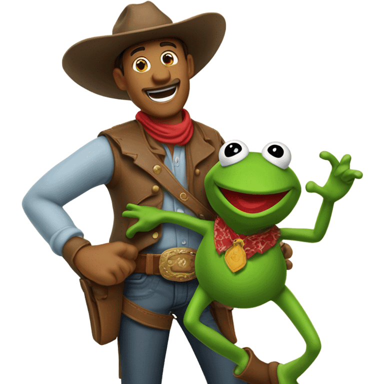 Cowboy catches Kermit the frog emoji