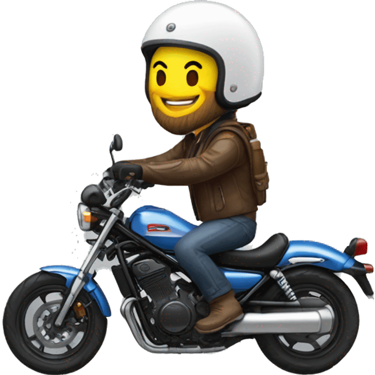 Biker with a white helmet on a Honda Rebel 1100 emoji