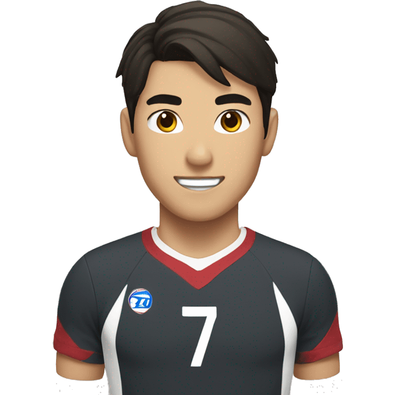 an Asian male volleyball player wearing a uniform with the number 7. He has dark brown hair emoji