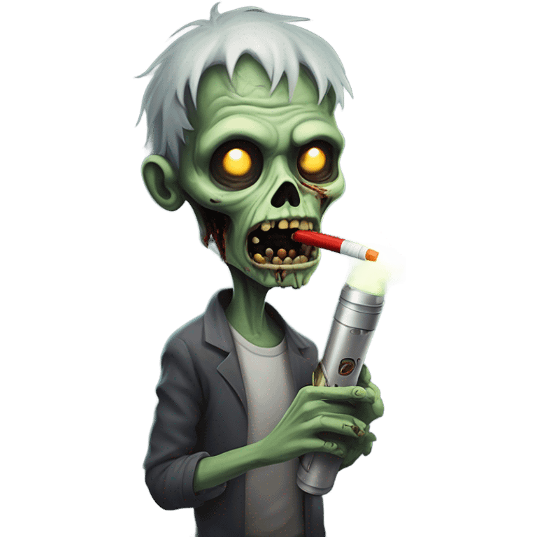 Zombie smoking a vape in a Smokey room  emoji