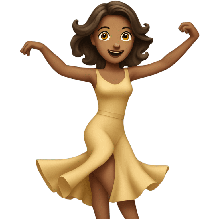 Brunette tan Woman dancing  emoji