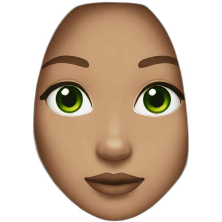 Light skin, Dark blonde girl, dark green eyes, long straight hair. Looks like nicki nicole emoji