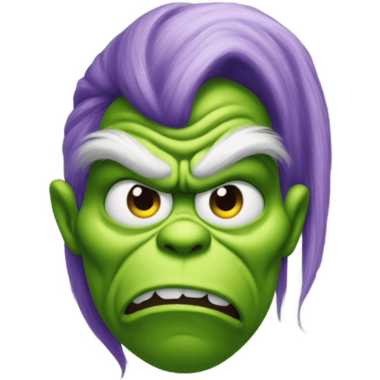 Purple grinch frowning  emoji