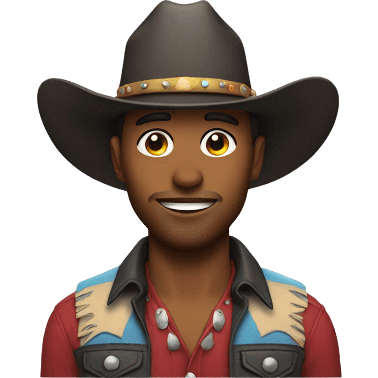 gay cowboy with pride hat emoji