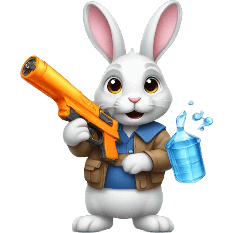 a rabbit holding a water gun emoji