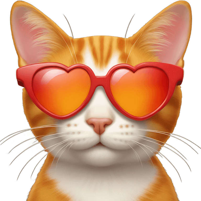 Orange cat with red heart sunglasses on emoji