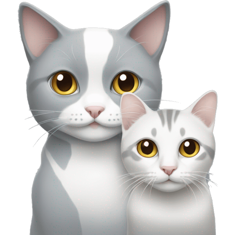 grey and white cat with a white and grey cat emoji