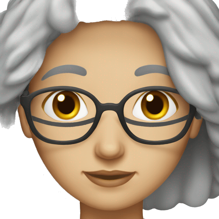 gray hair woman with brown eyes working on laptop emoji