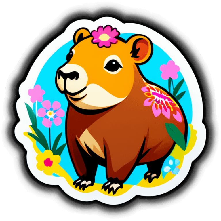 Capibara con flores  emoji