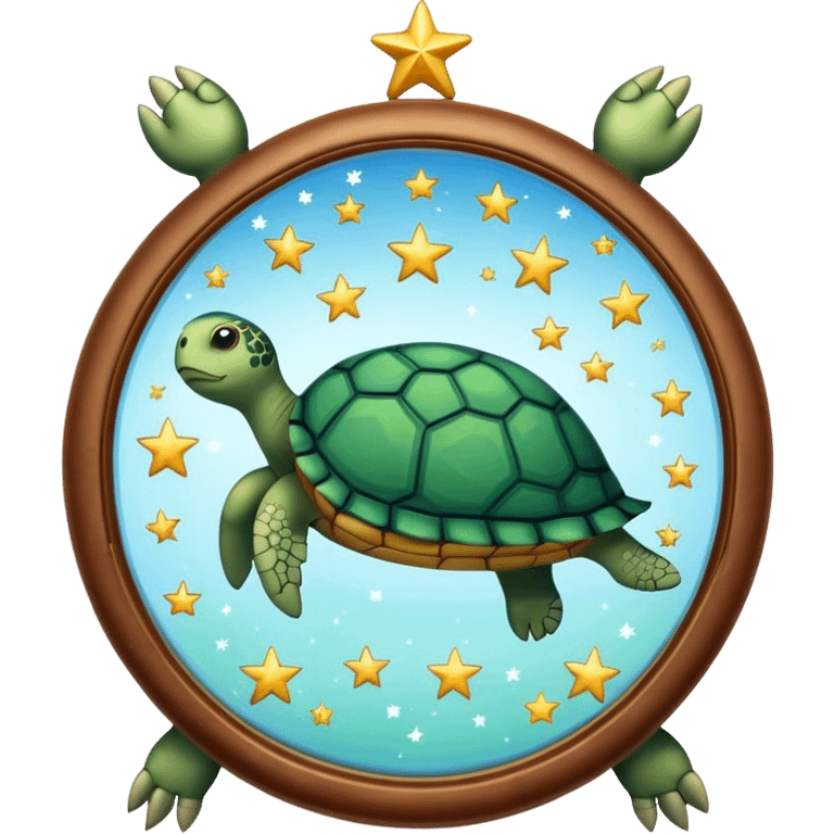 Mirror with turtle and stars emoji