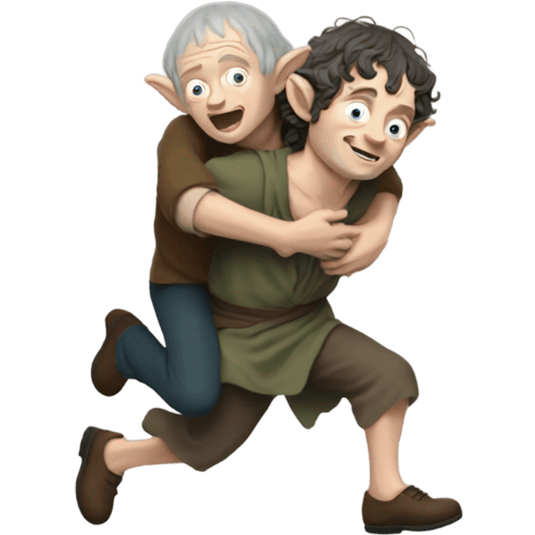 Frodo giving gollum a piggy back ride  emoji