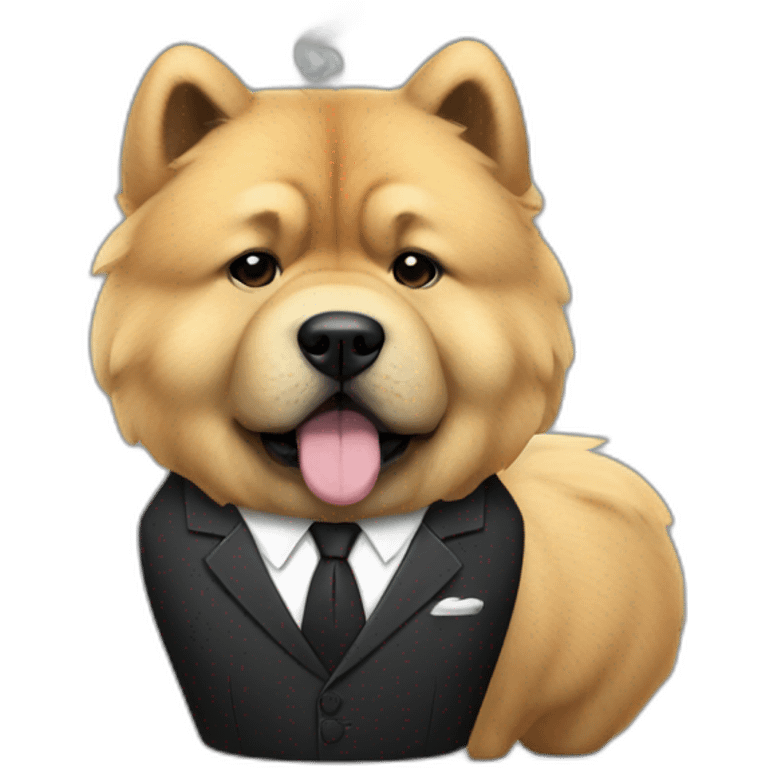 Chow chow dress suit and smoking emoji