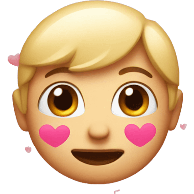 an emoji with pink hearts face emoji