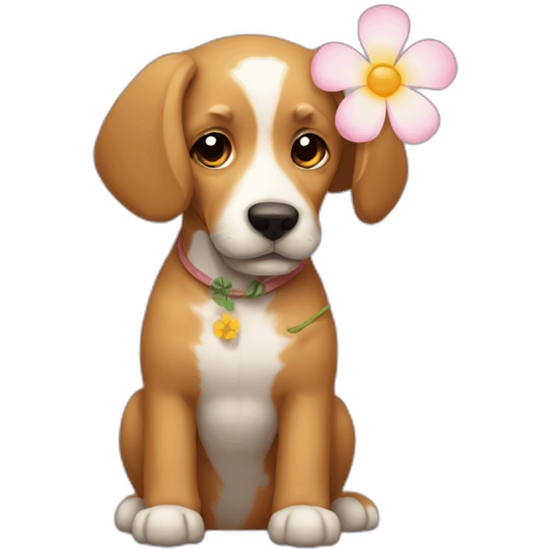 Dog with a flower instead of a tail emoji