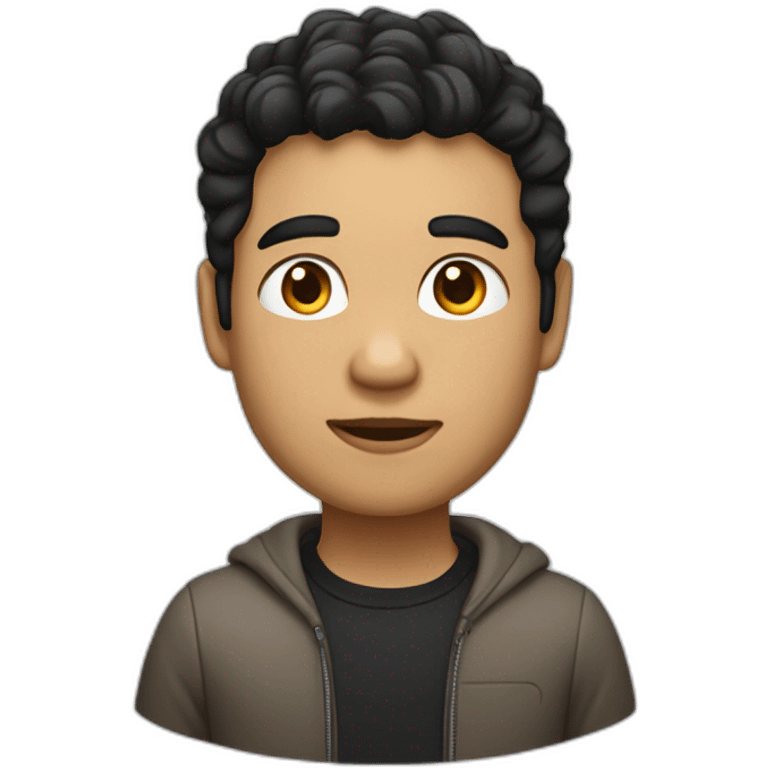 developer with mac laptop in front light skin tone and black hair styled emoji