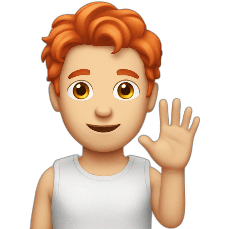 man red hair raising hand emoji