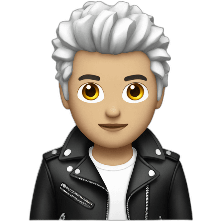 Punk male with white leather jacket with dark hair emoji