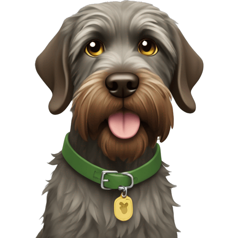 wire-haired pointing griffon with olive green collar emoji