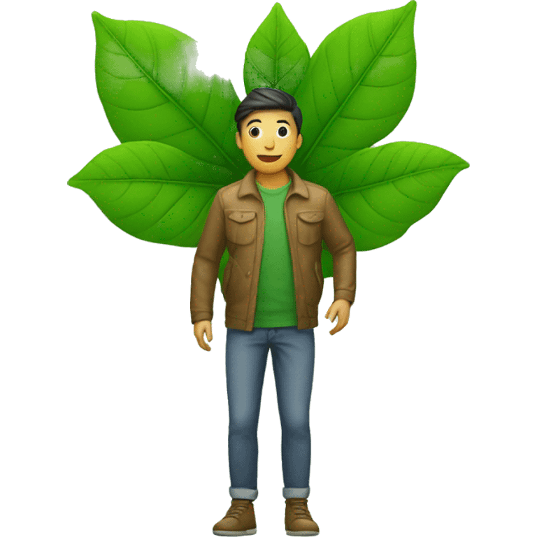 person standing on a big green leaf emoji