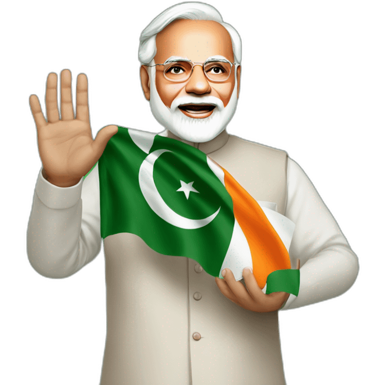 hyper realistic narendra modi waving pakistan flag emoji