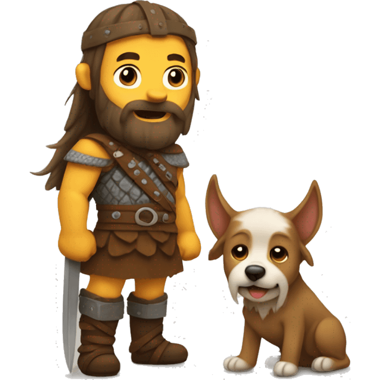 viking peting a cute dog emoji