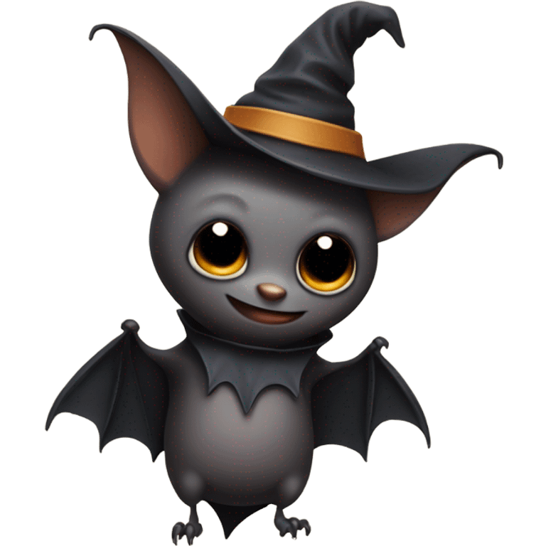 Bat wearing a witch hat emoji