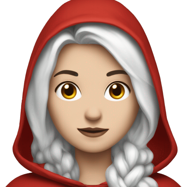 The white girl with white hair in the red cape and red hood. emoji