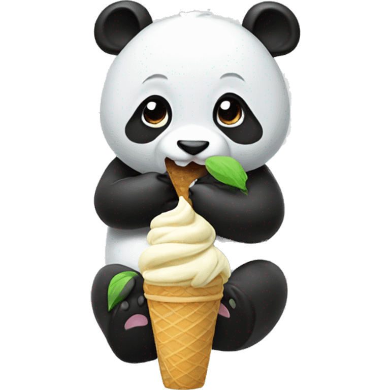 Panda eating ice cream emoji